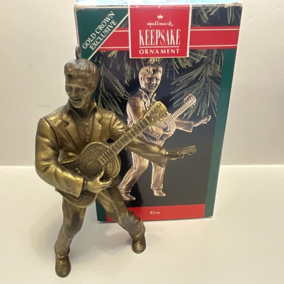 1992 Hallmark Keepsake Elvis Presley Ornament Gold Crown Exclusive - Picture 2 of 3